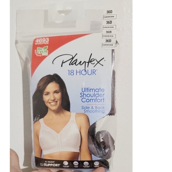 Playtex 18 Hour 4693 Ultimate Shoulder Comfort Wireless Bra Sparrow Brown 36D - Picture 2 of 8